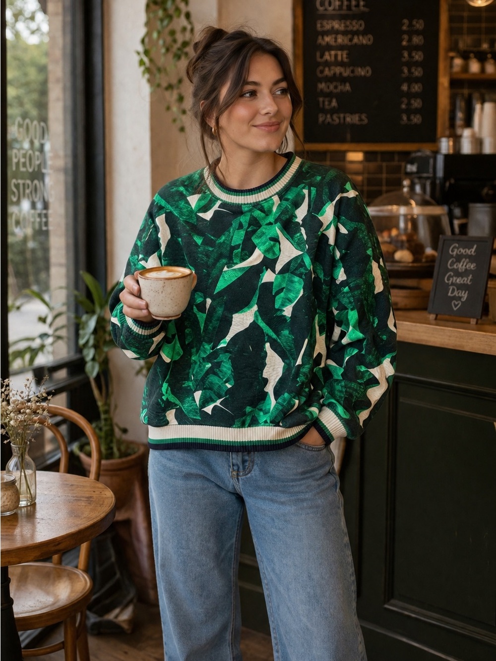 Unique scuba material crew neck